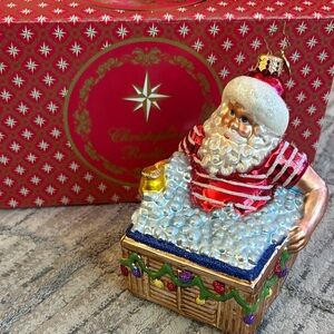 Christopher Radko Santa in Jacuzzi Ornament with Red and Gold